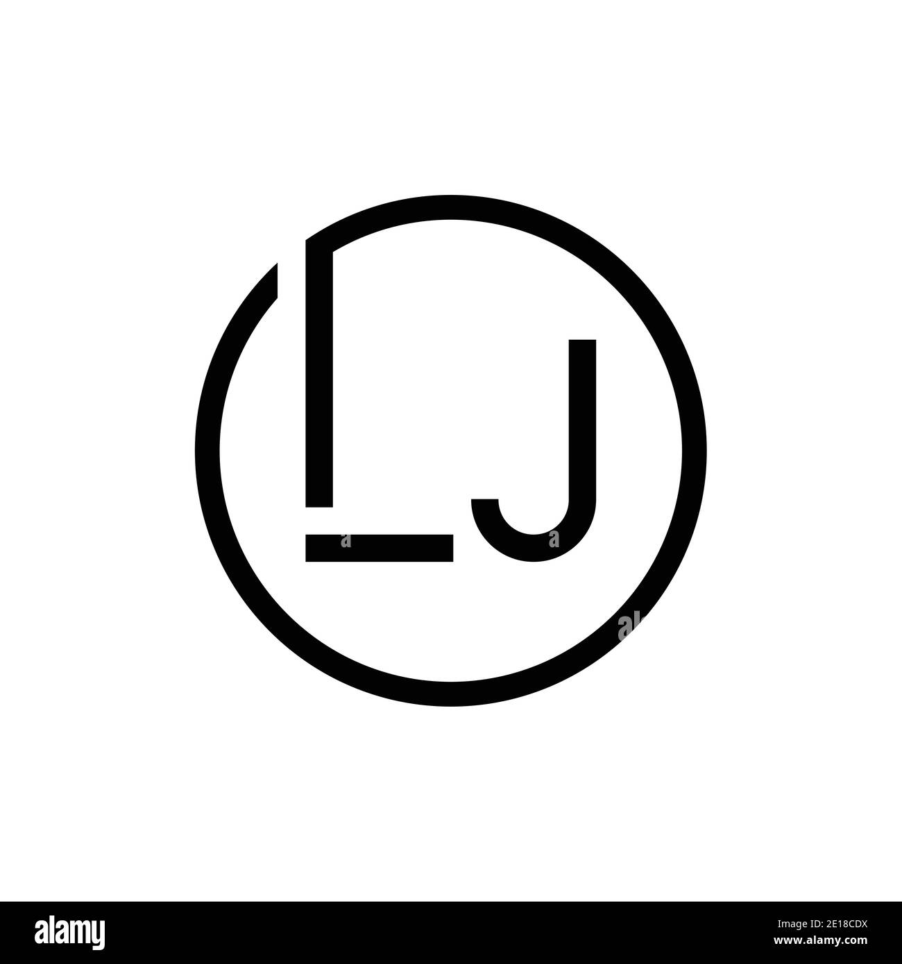 Initial Circle LJ Letter Logo Design Vektor-Vorlage. Abstrakter Buchstabe LJ Logo Design Stock Vektor