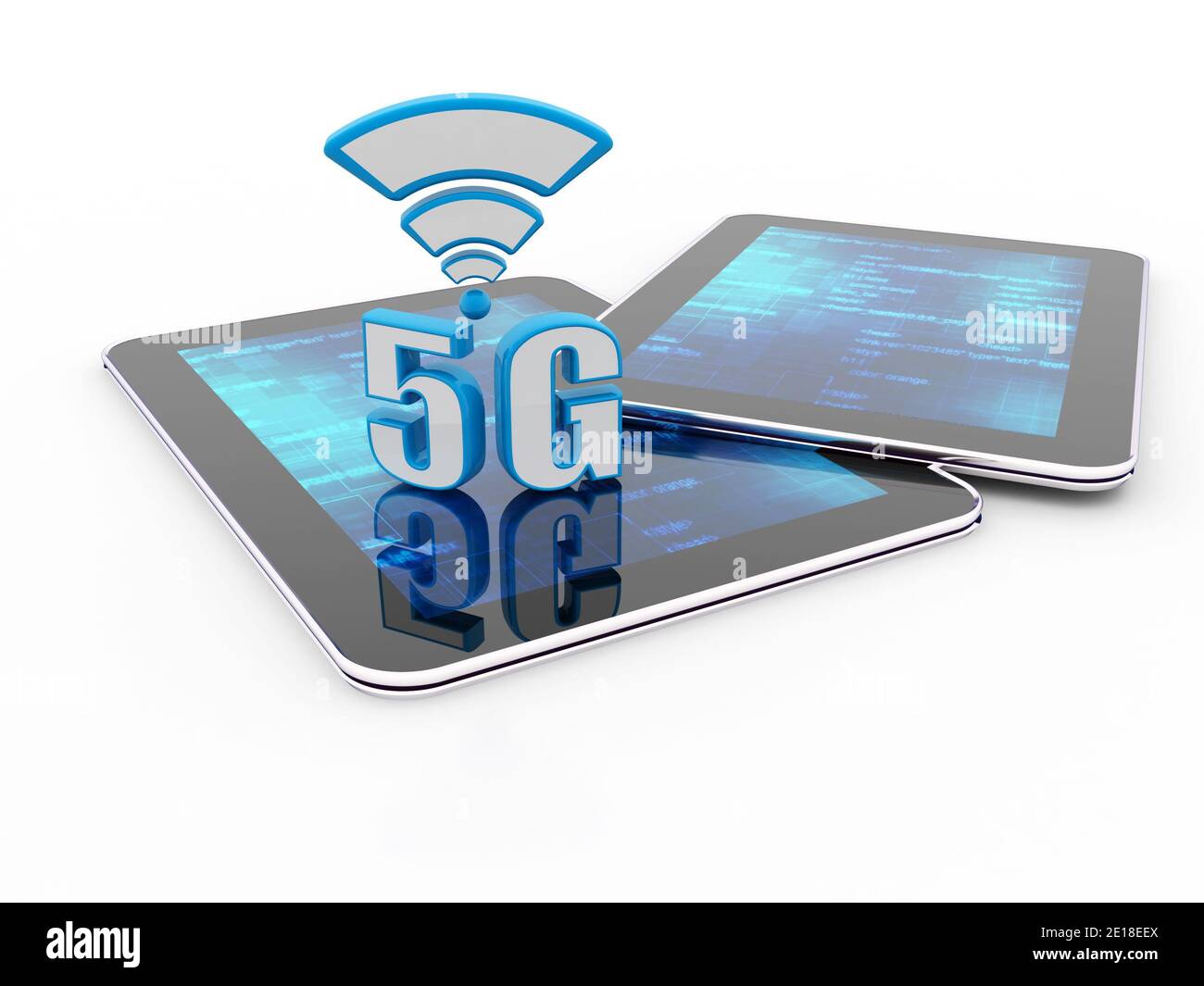 5G Network Internet Konzept Hintergrund, 5. Generation des Internets, 5G-Netz Wireless mit High-Speed-Internet-Verbindung Hintergrund. 3d-Rendering Stockfoto