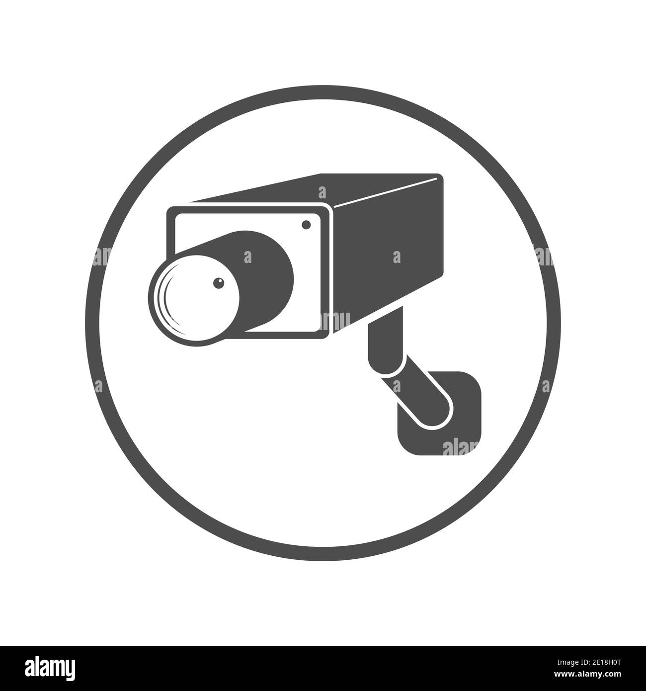 Symbol für runde Videoüberwachung. Symbol für Videokamera. Leere Umrisse, flacher Stil. Stock Vektor