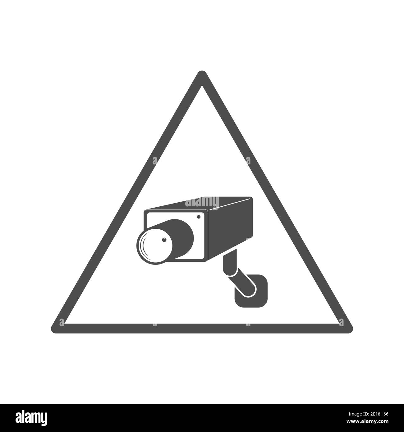 Dreieckiges Symbol für Videoüberwachung. Symbol für Videokamera. Leere Umrisse, flacher Stil. Stock Vektor