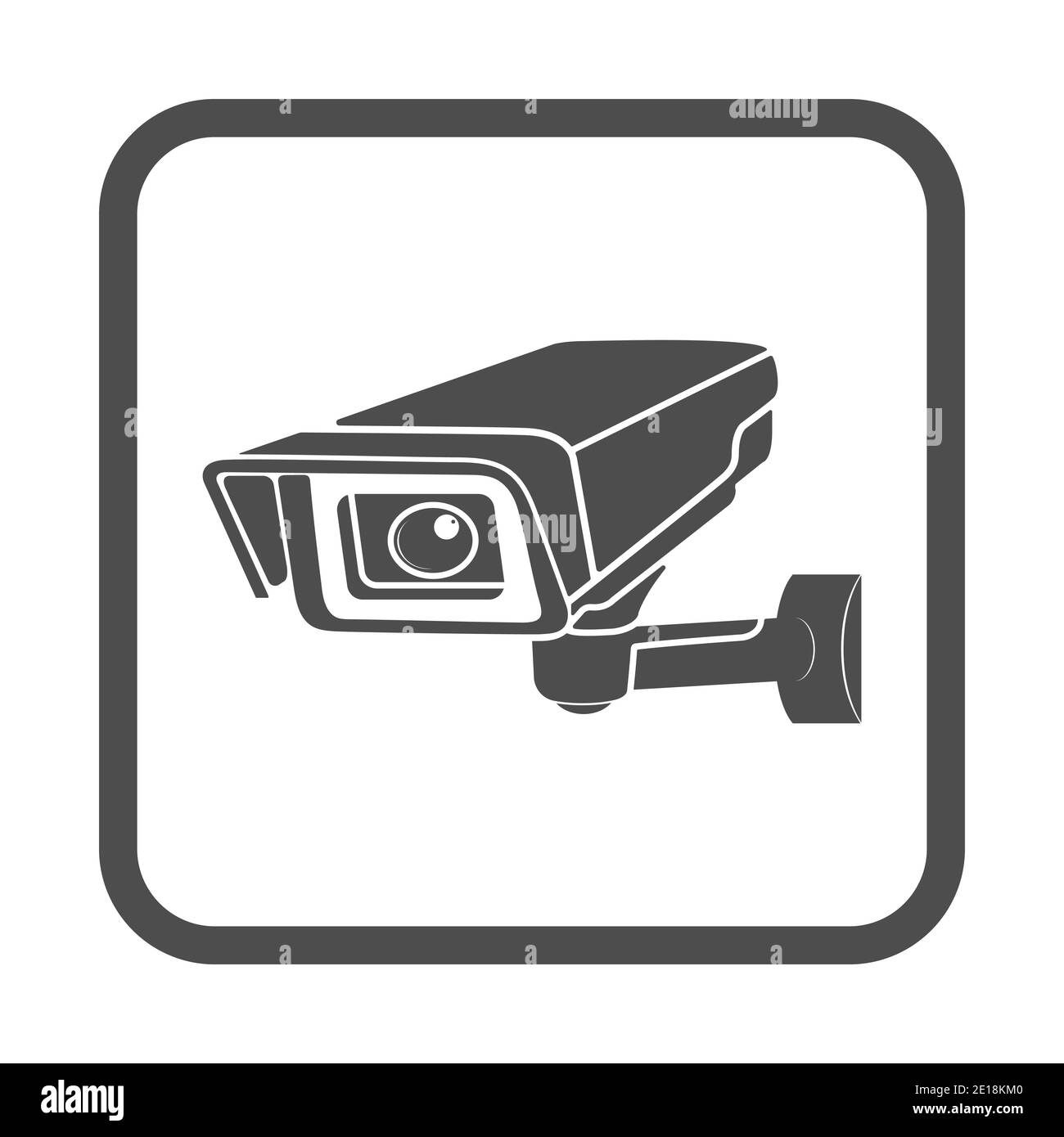 Quadratisches Symbol für Videoüberwachung. Symbol für Videokamera. Leere Umrisse, flacher Stil. Stock Vektor