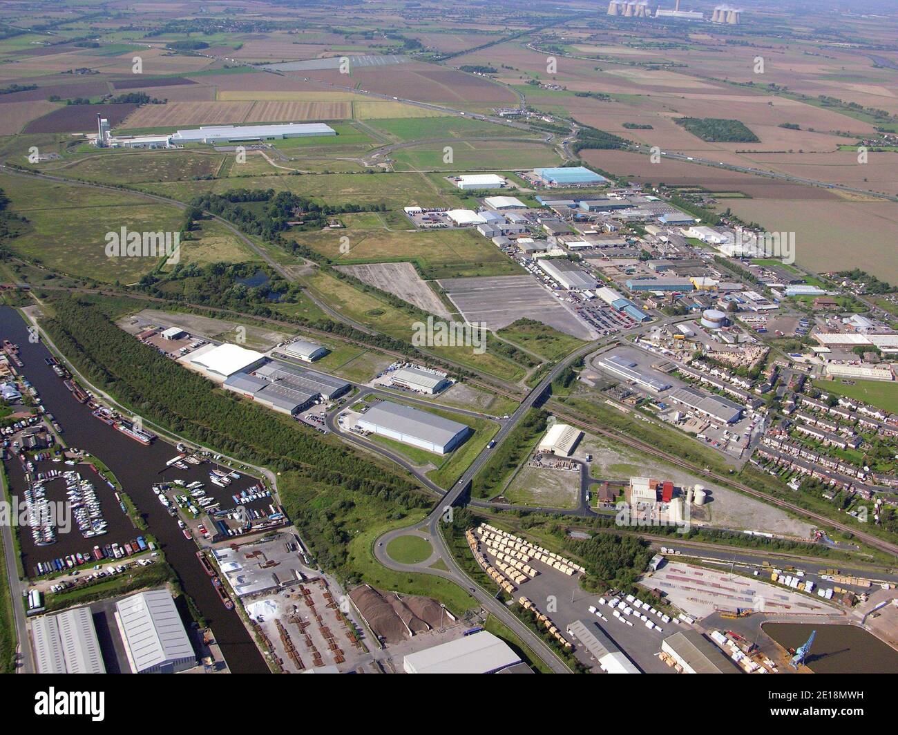 Luftaufnahme der Industrie auf der Westseite des Goole Stadtzentrums, East Yorkshire Stockfoto