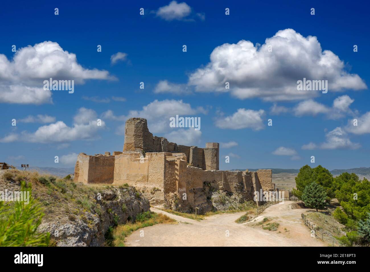 Überreste der alten arabischen Burg von Ayud in der Gemeinde Calatayud, Provinz Zaragoza Stockfoto