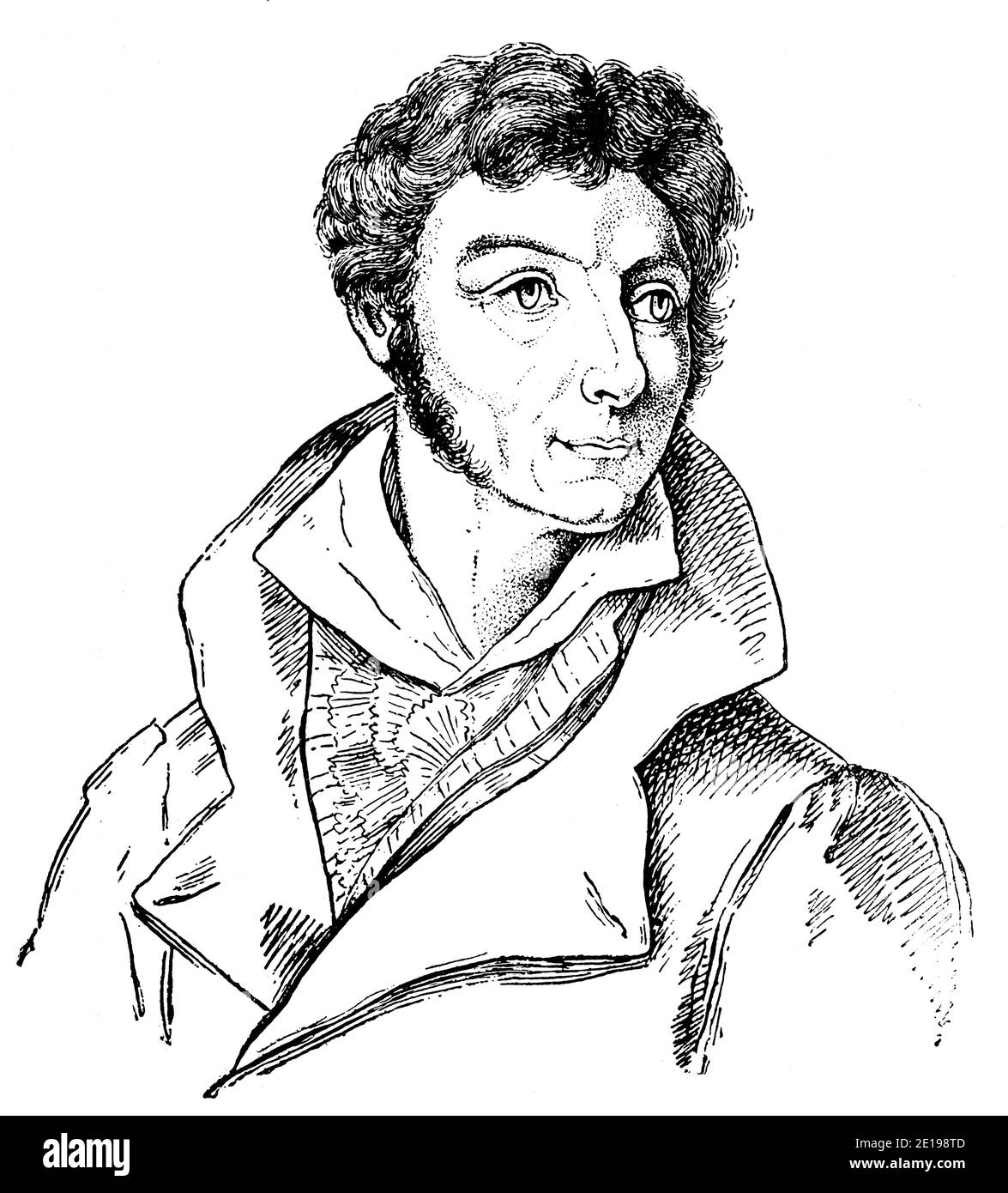 Portrait von Lorenz Oken - ein deutscher Naturforscher, Botaniker, Biologe und Ornithologe. Illustration des 19. Jahrhunderts. Deutschland. Weißer Hintergrund. Stockfoto