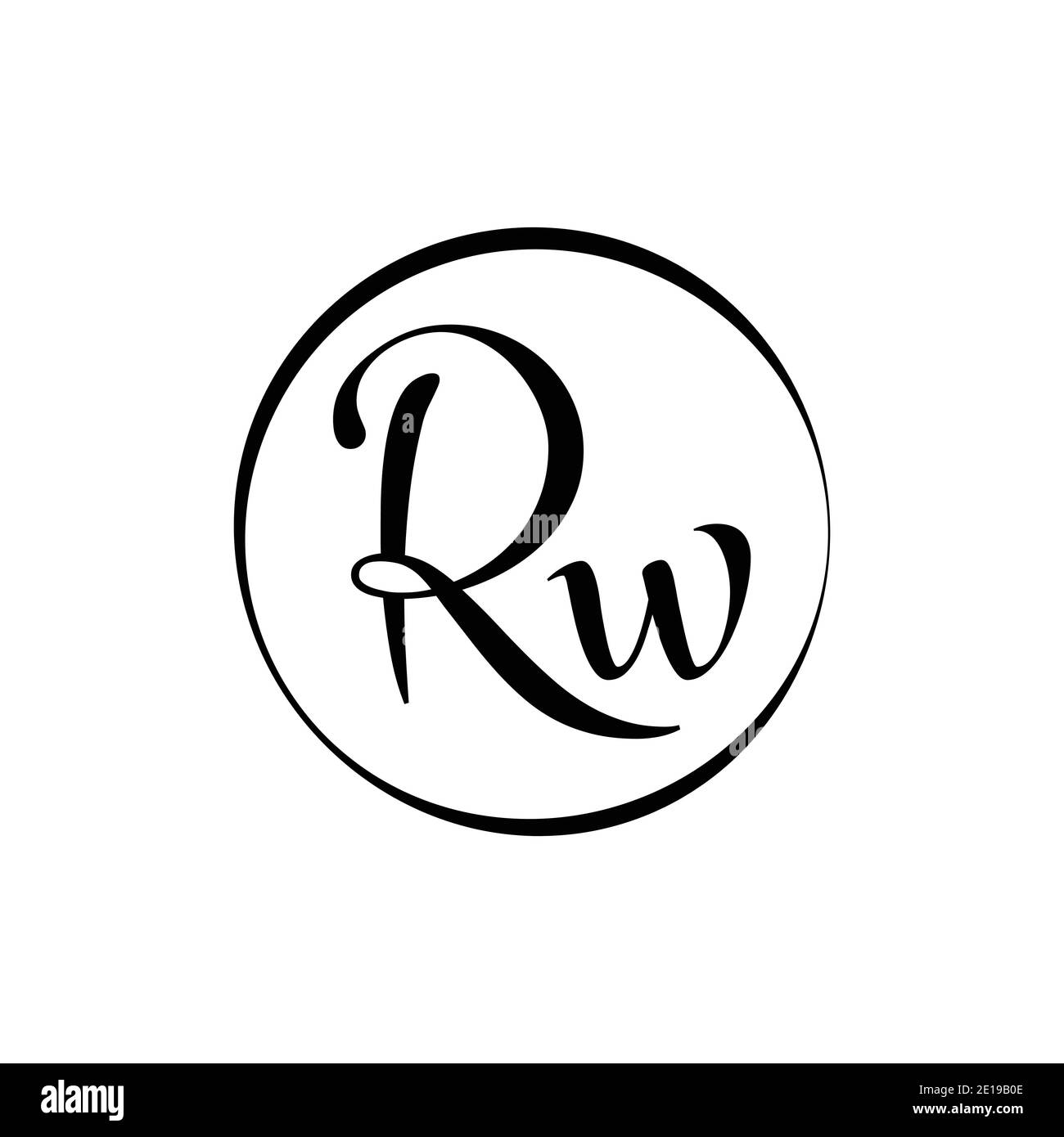 Ursprüngliche rw-Letter-Logo-Design-Vektor-Vorlage. Design mit abstraktem Script Letter rw-Logo. Stock Vektor