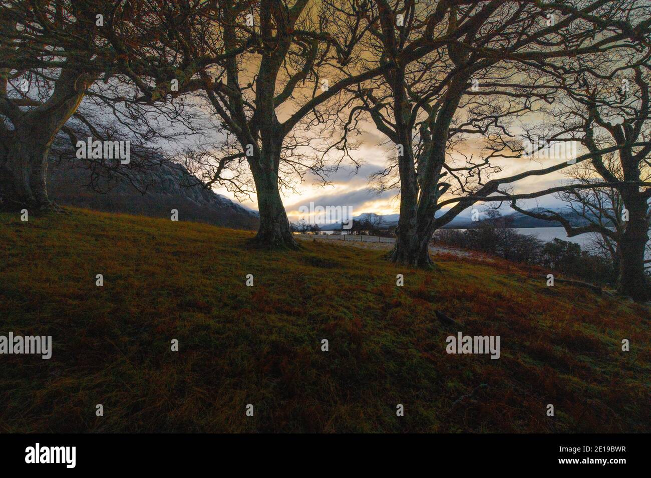 Sonnenaufgang am Loch Maree Stockfoto
