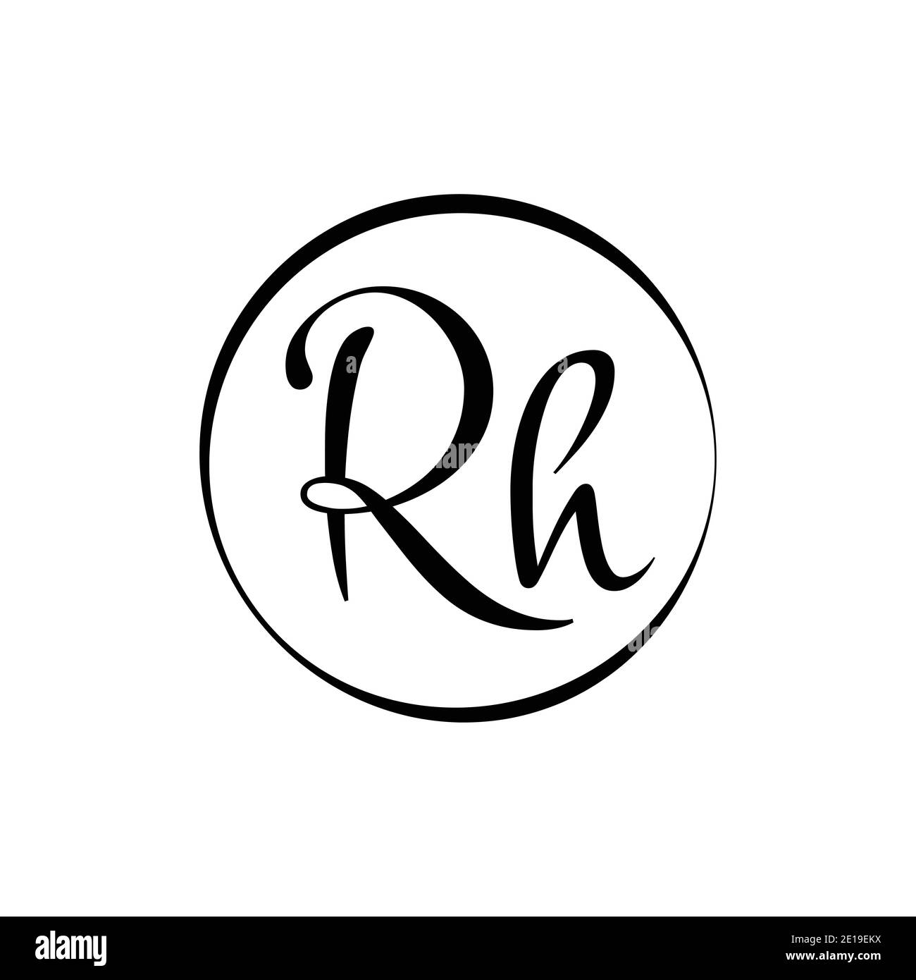 Ursprüngliche vorlage für logo Design mit rh-Buchstaben. Abstraktes Script Letter rh Logo Design. Stock Vektor