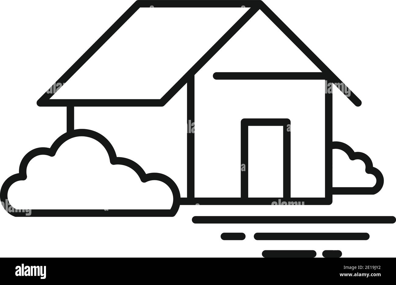 Landscape Design Haus Ikone, skizzieren Stil Stock Vektor