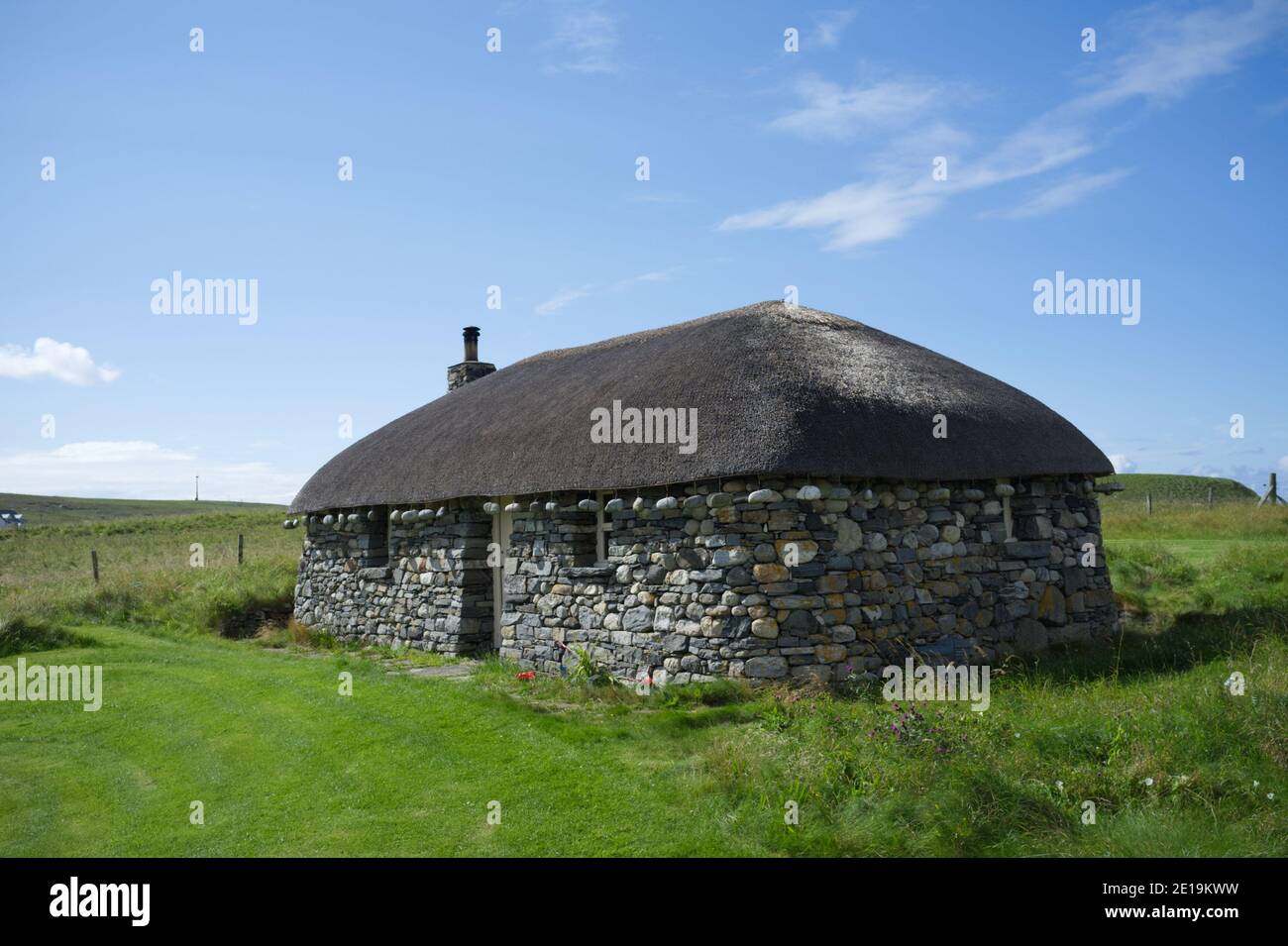 Ein traditionelles Blackhouse Haus in Harris, den Äußeren Hebriden, Schottland. Stockfoto