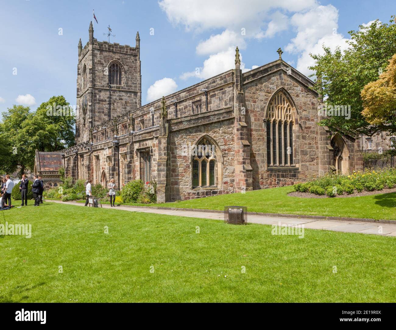 Außenansicht der Holy Trinity Pfarrkirche in Skipton, North Yorkshire Stockfoto