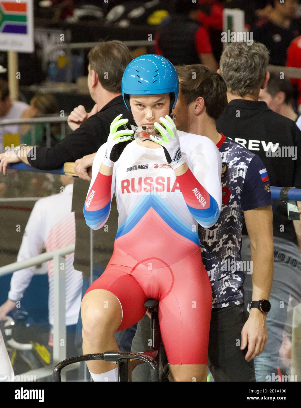Anastasia Voinova aus Russland während der UCI-Bahn-Weltmeisterschaften  2018 in Apeldoorn (Niederlande Stockfotografie - Alamy