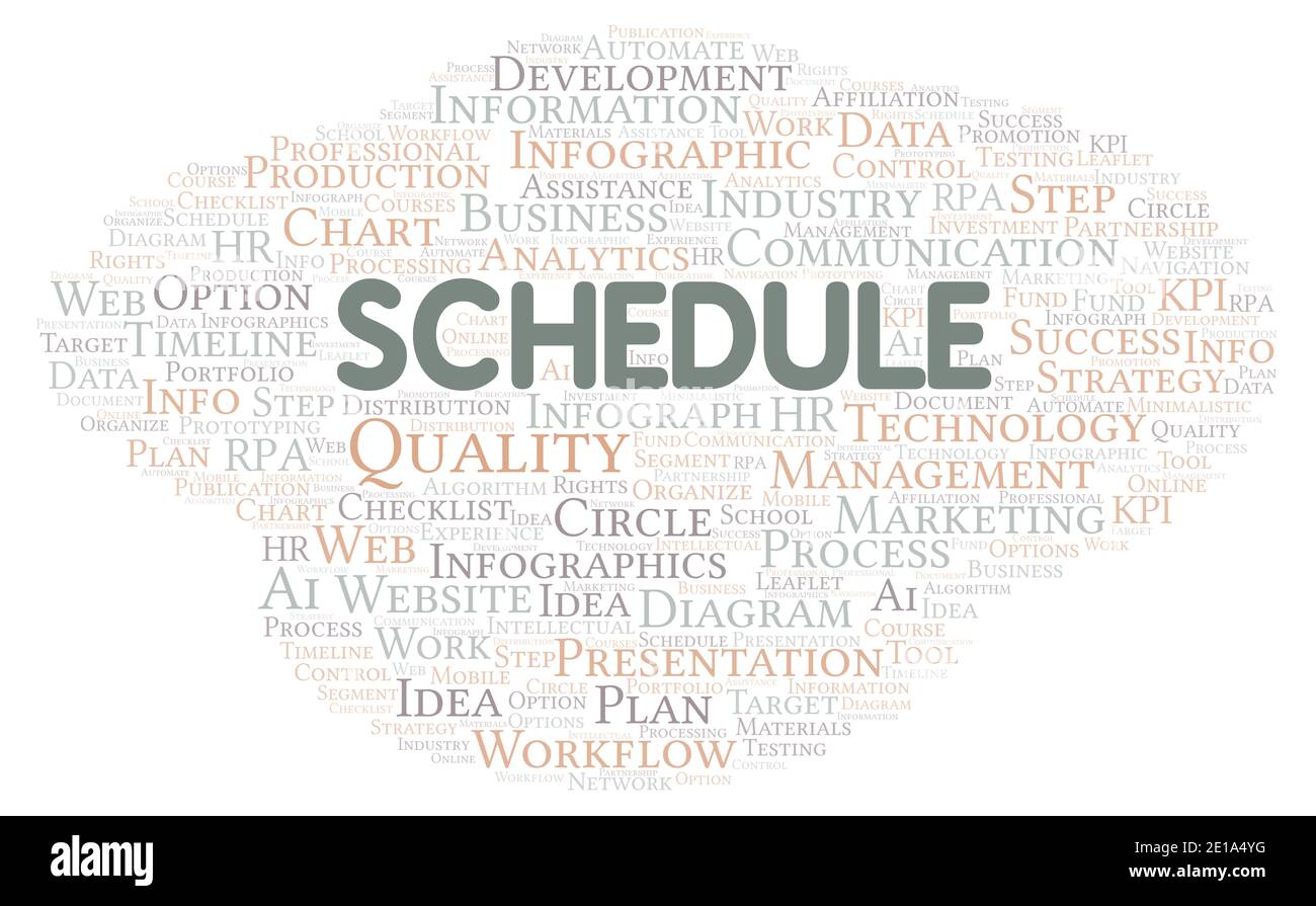 Planen Sie Typografie Word Cloud erstellen nur mit Text. Stockfoto