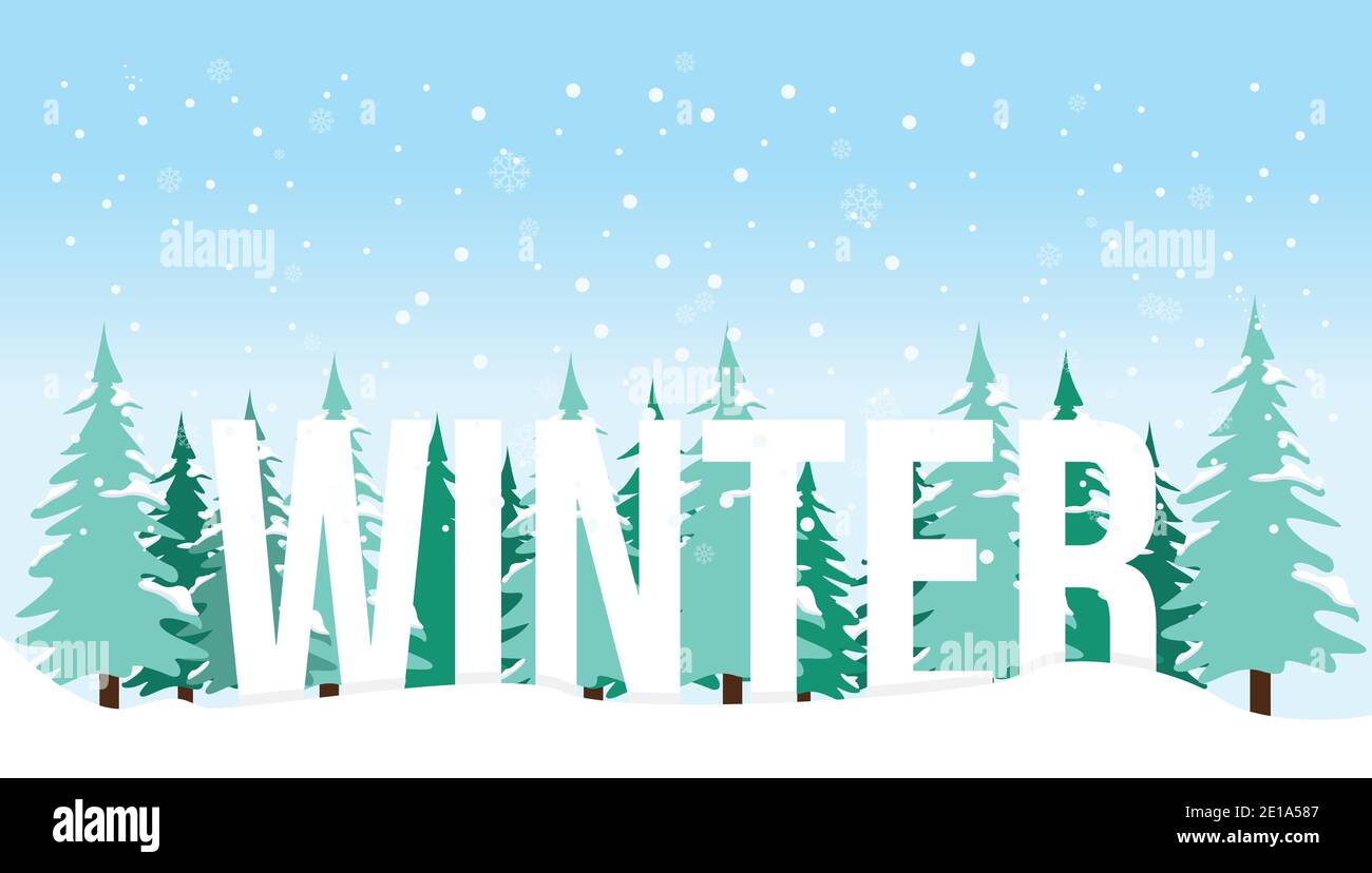 Vektor-Illustration einer Winterlandschaft Hintergrund Banner-Design. Winter Felder Landschaft mit fallendem Schnee Illustration Design Bild Stock Vektor
