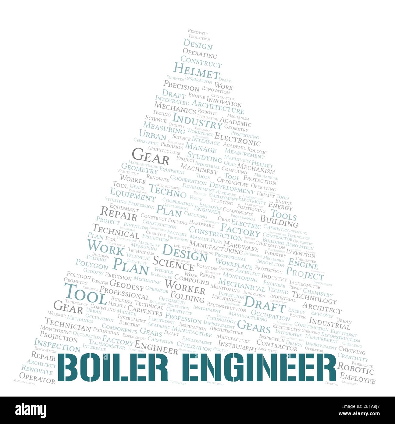 Boiler Engineer Typografie Wort Wolke erstellen nur mit Text Stockfoto