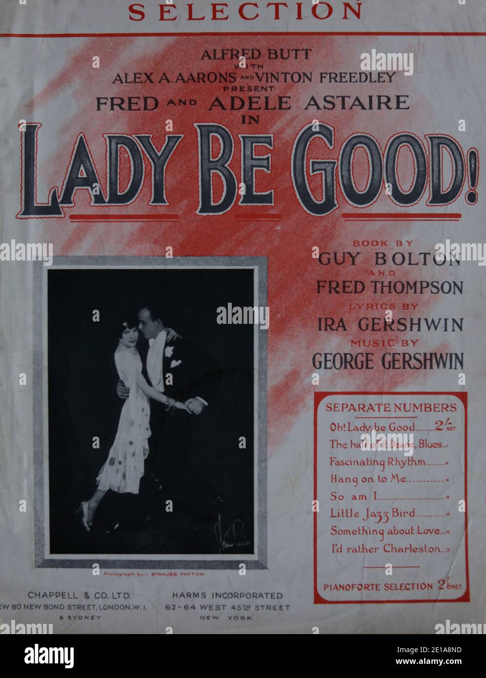 Notencover für 'Lady Be Good'; 1924 Musical von Guy Bolton mit Musik von George Gershwin; im Bild Fred und Adele Astaire Stockfoto