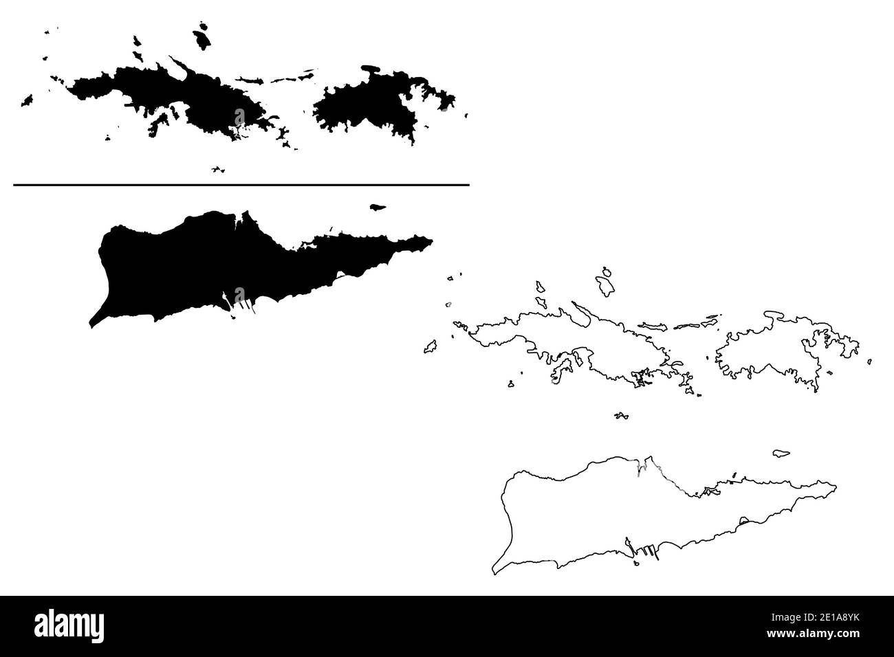 Jungferninseln der Vereinigten Staaten von Amerika (Vereinigte Staaten von Amerika, USA, US) Kartenvektordarstellung, scribble Skizze Vereinigte Staaten Jungferninseln Stock Vektor