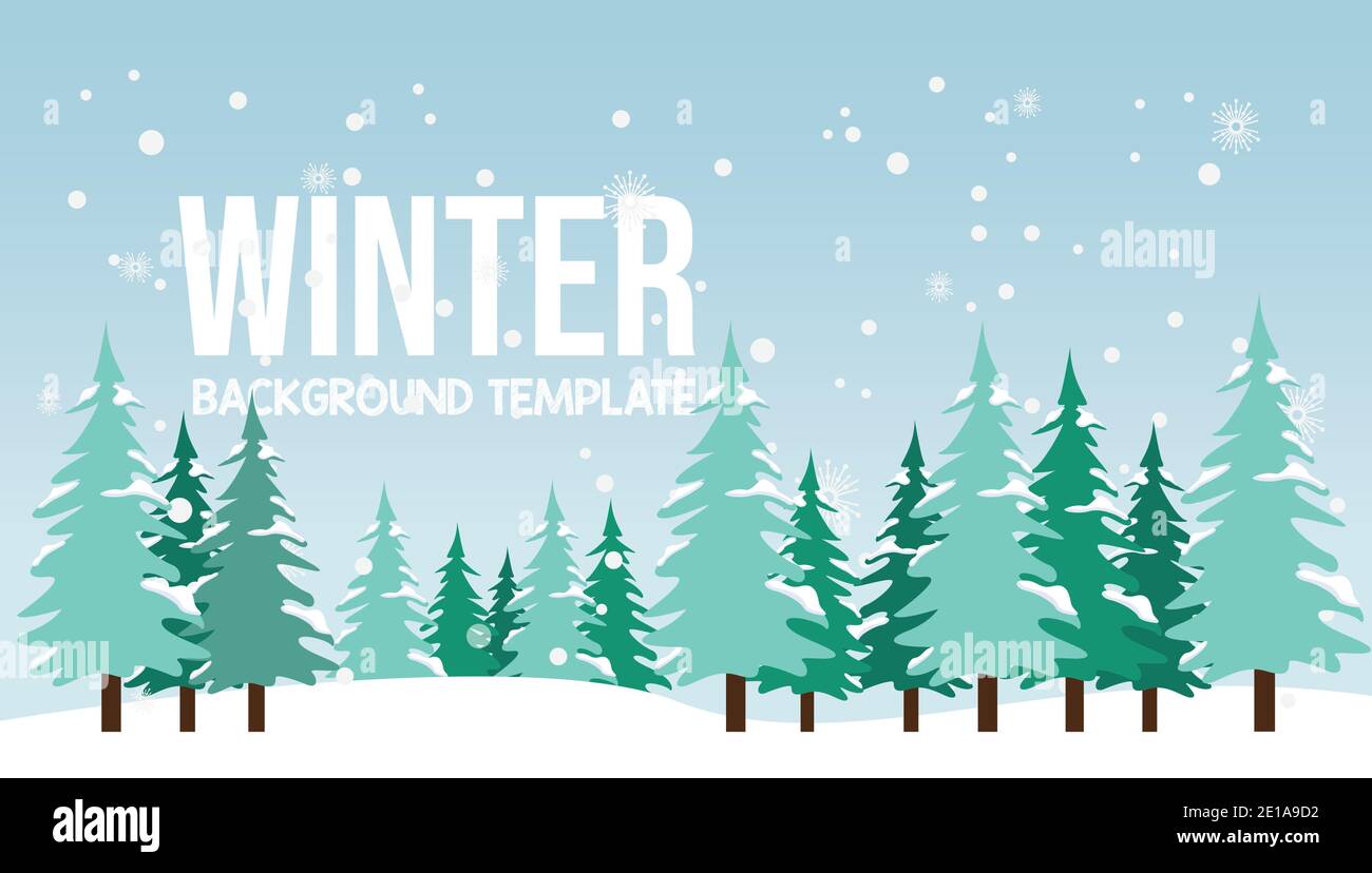 Vektor-Illustration einer Winterlandschaft Hintergrund Banner-Design. Winter Felder Landschaft mit fallendem Schnee Illustration Design Bild Stock Vektor