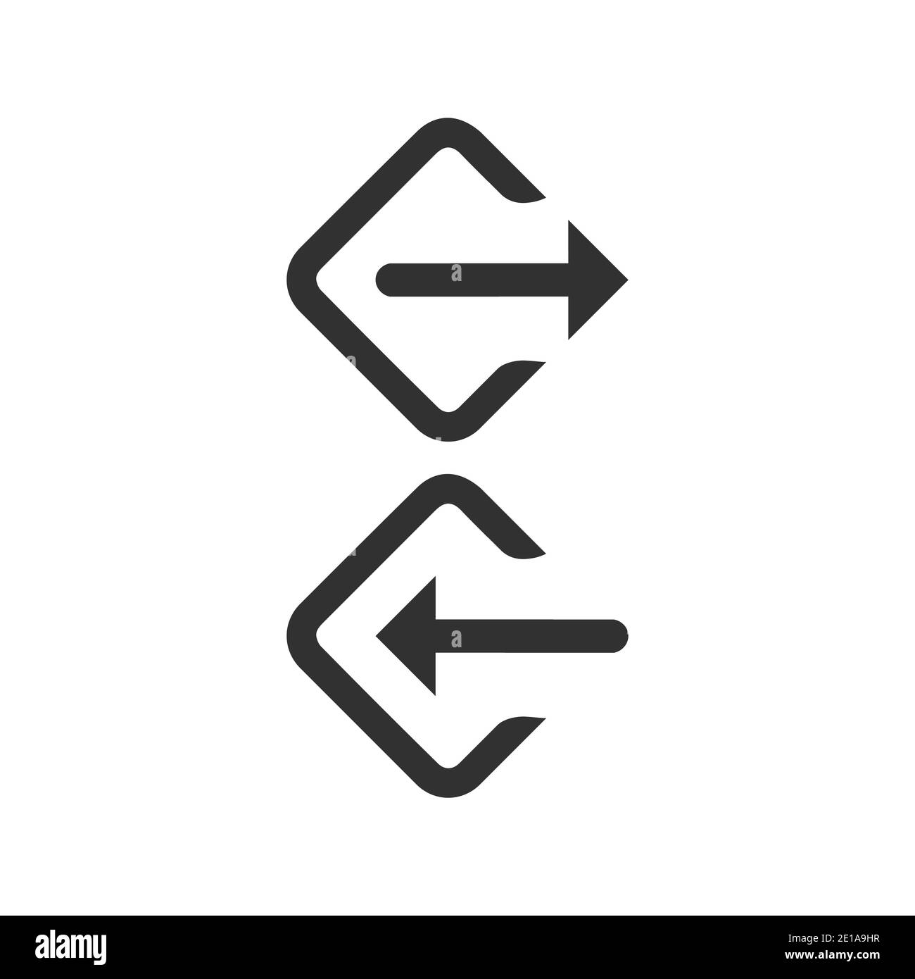 An- und Abmelden, an- und Abmeldesymbol Vektorvorlage. Symbol für Rhombus-Form. Vektorgrafik für Rohware isoliert Stock Vektor