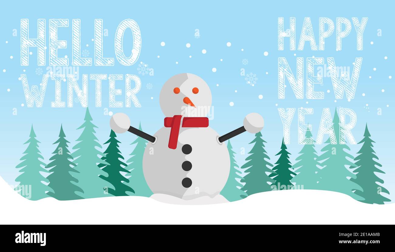 Vektor-Illustration einer Winterlandschaft Hintergrund Banner-Design. Winter Felder Landschaft mit fallendem Schnee Illustration Design Bild Stock Vektor