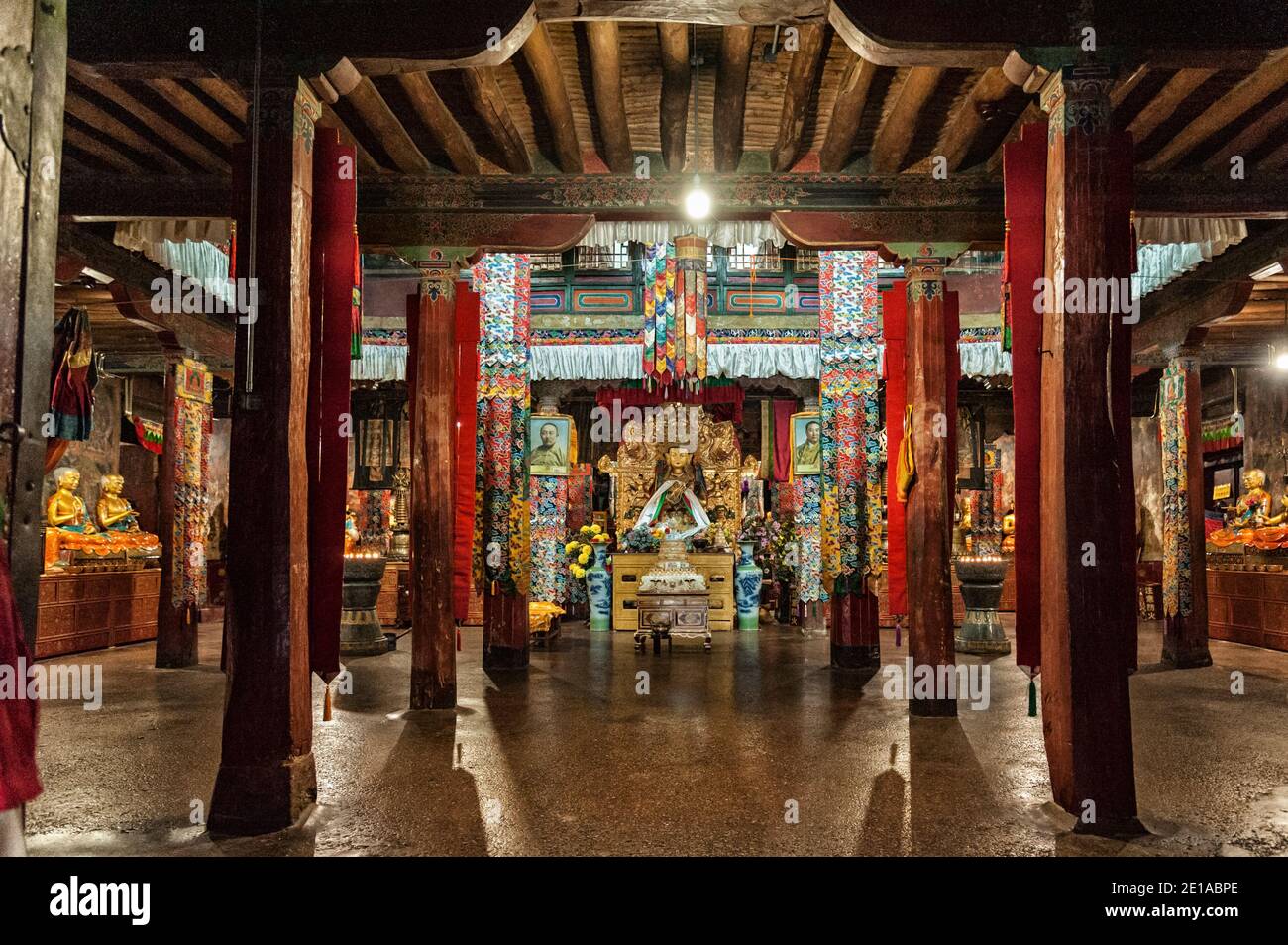 Das Innere des Mindroling Klosters, Bezirk Zhanang, Präfektur Shannan, Autonome Region Tibet, China - Asien Stockfoto
