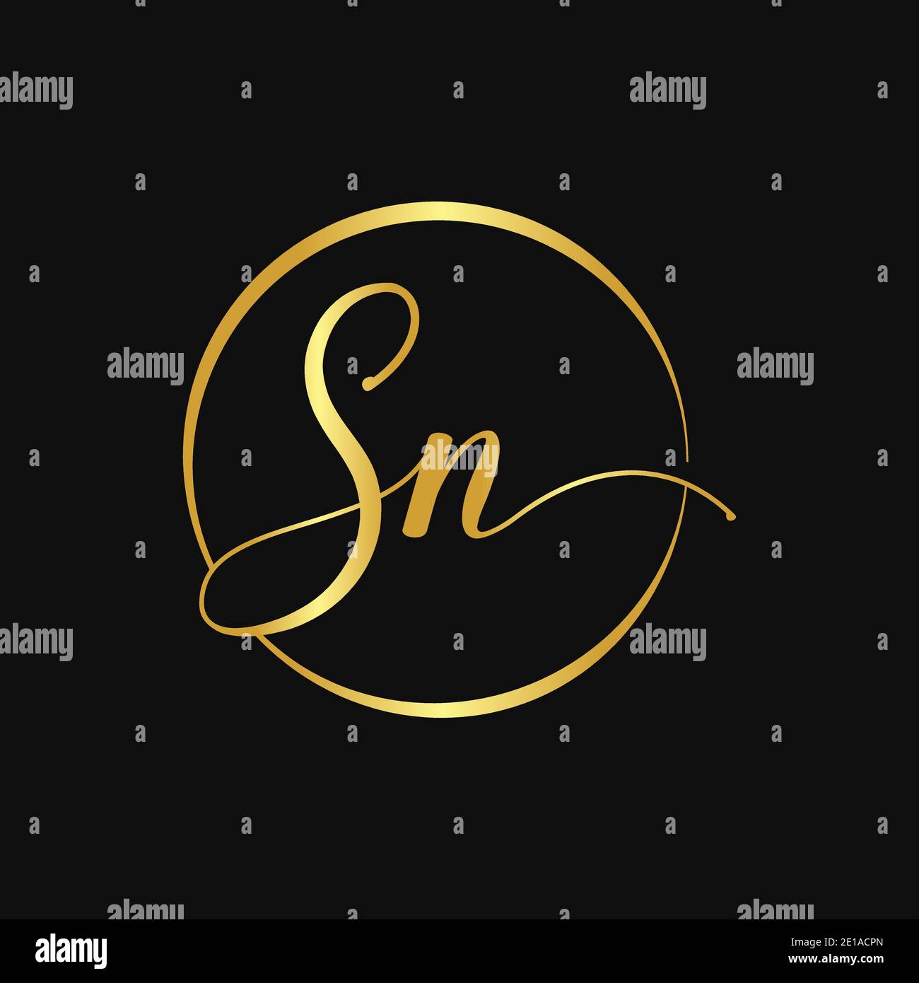 Initial SN Letter Logo Design Vektor-Vorlage. Abstraktes Skript Buchstabe SN Logo Design Stock Vektor