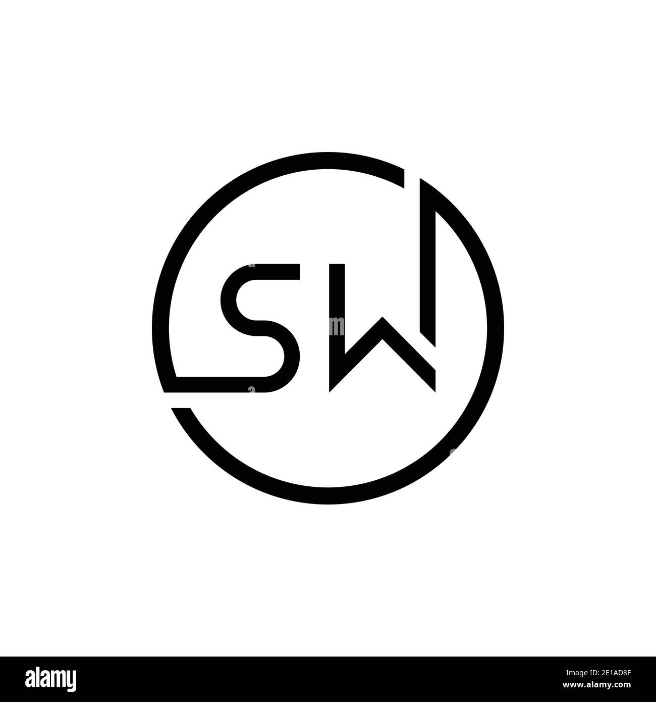 Initial Circle SW Letter Logo Design Vektorvorlage. Abstract Letter SW-Logo-Design Stock Vektor