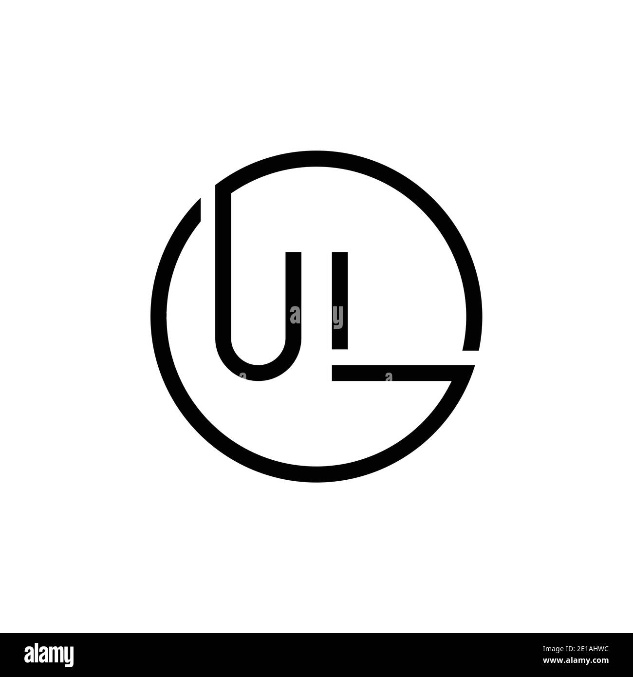 Initial Circle UL Letter Logo Design Vektor-Vorlage. Abstrakter Buchstabe UL Logo Design Stock Vektor
