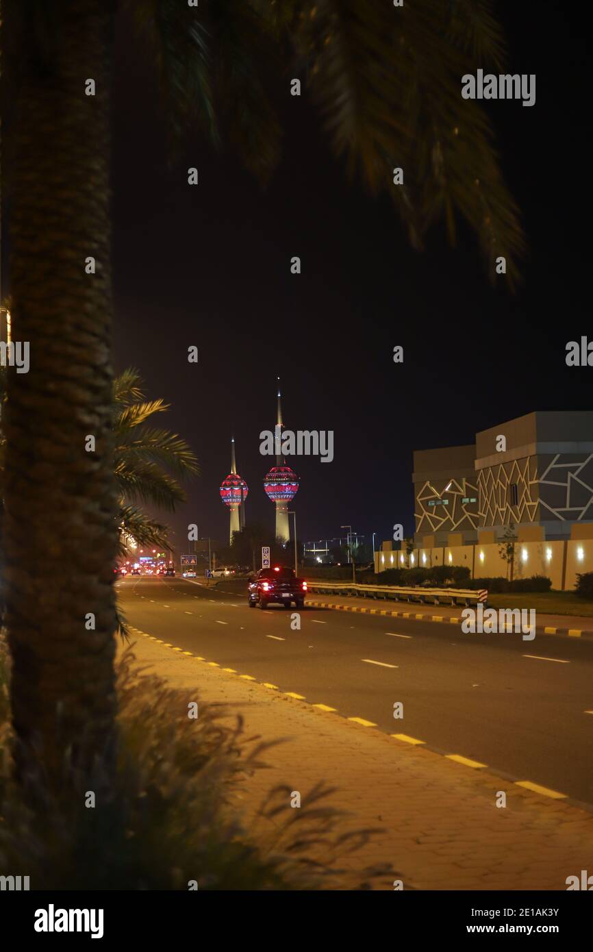 Kuwait-Stadt bei Nacht Stockfoto
