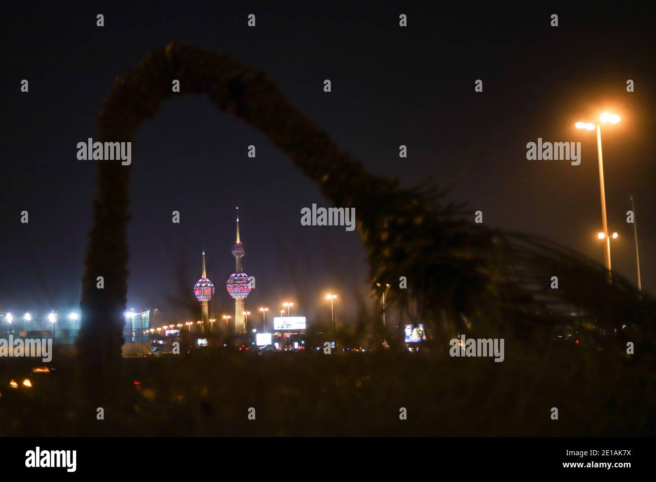 Kuwait-Stadt bei Nacht Stockfoto