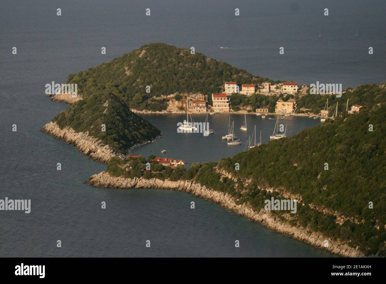 Das alte mediterrane Dorf Zaklopatica auf der Insel Lastovo, Kroatien Stockfoto