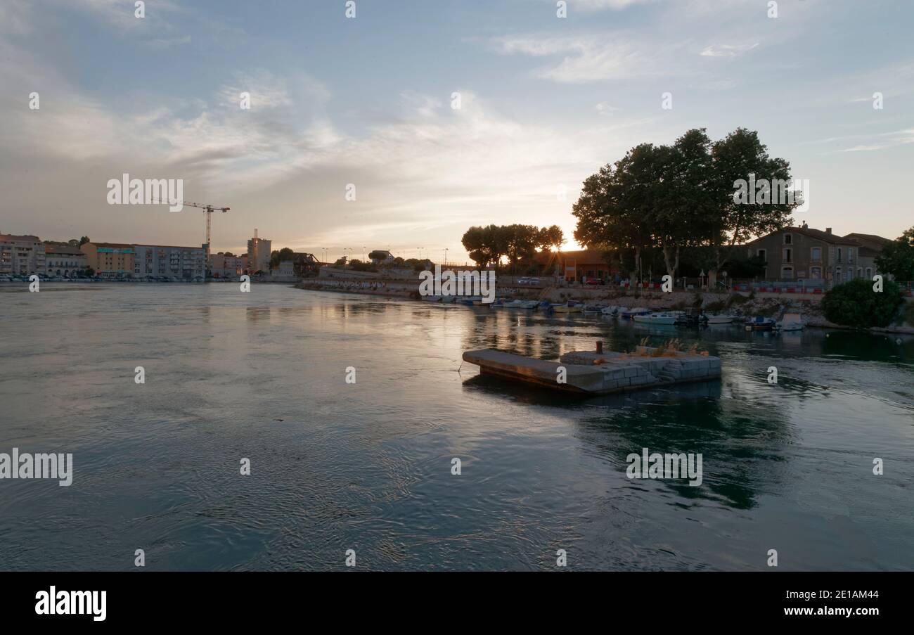 Sete, Frankreich, 2018. Juli 2018. Blick auf die Stadt Sète mit seinen Kanälen, Booten, Brücken, Architektur. Stockfoto