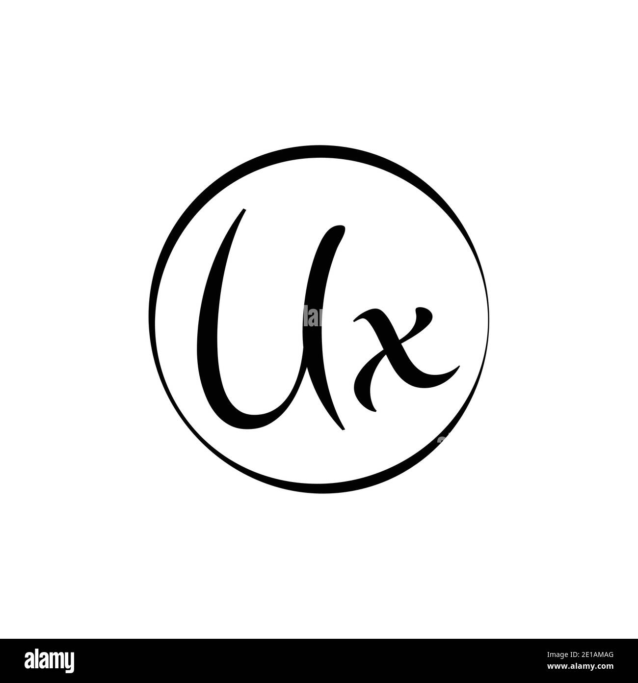 Ursprüngliche UX Letter Logo Design Vektor Vorlage. Abstract Script Letter UX Logo Design Stock Vektor