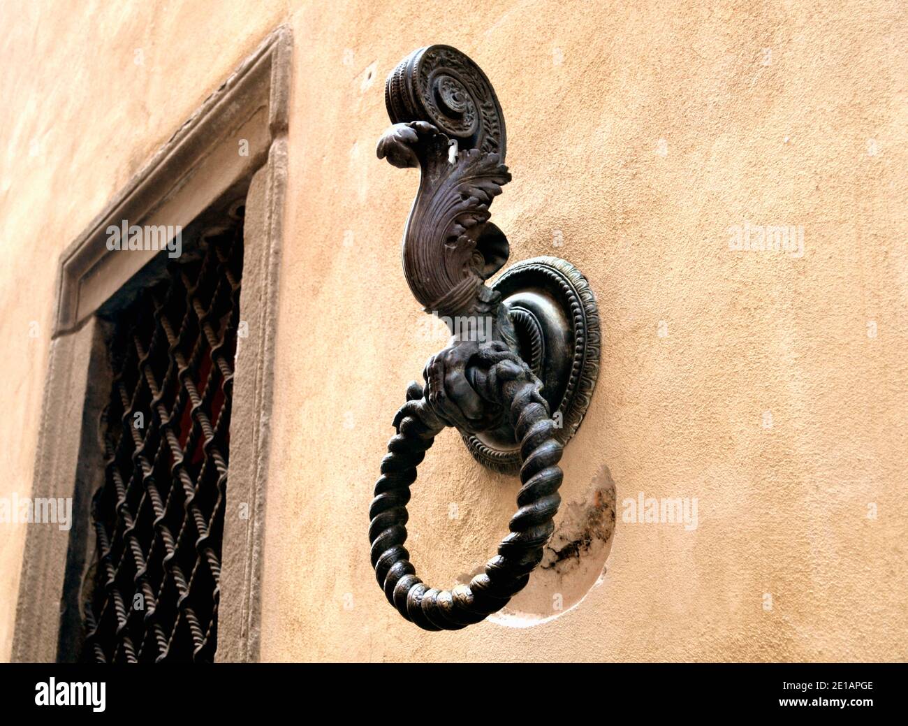 Horse Hitching Ring an einer Mauer in Siena Italien Stockfoto