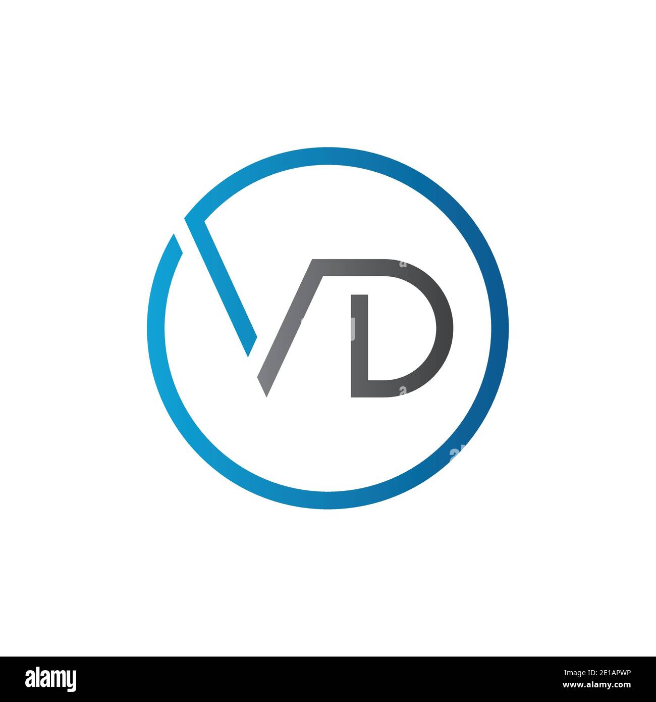 Initial Circle VD Letter Logo Creative Typography Vektor-Vorlage. Kreativer Buchstabe VD-Logo-Vektor. Stock Vektor