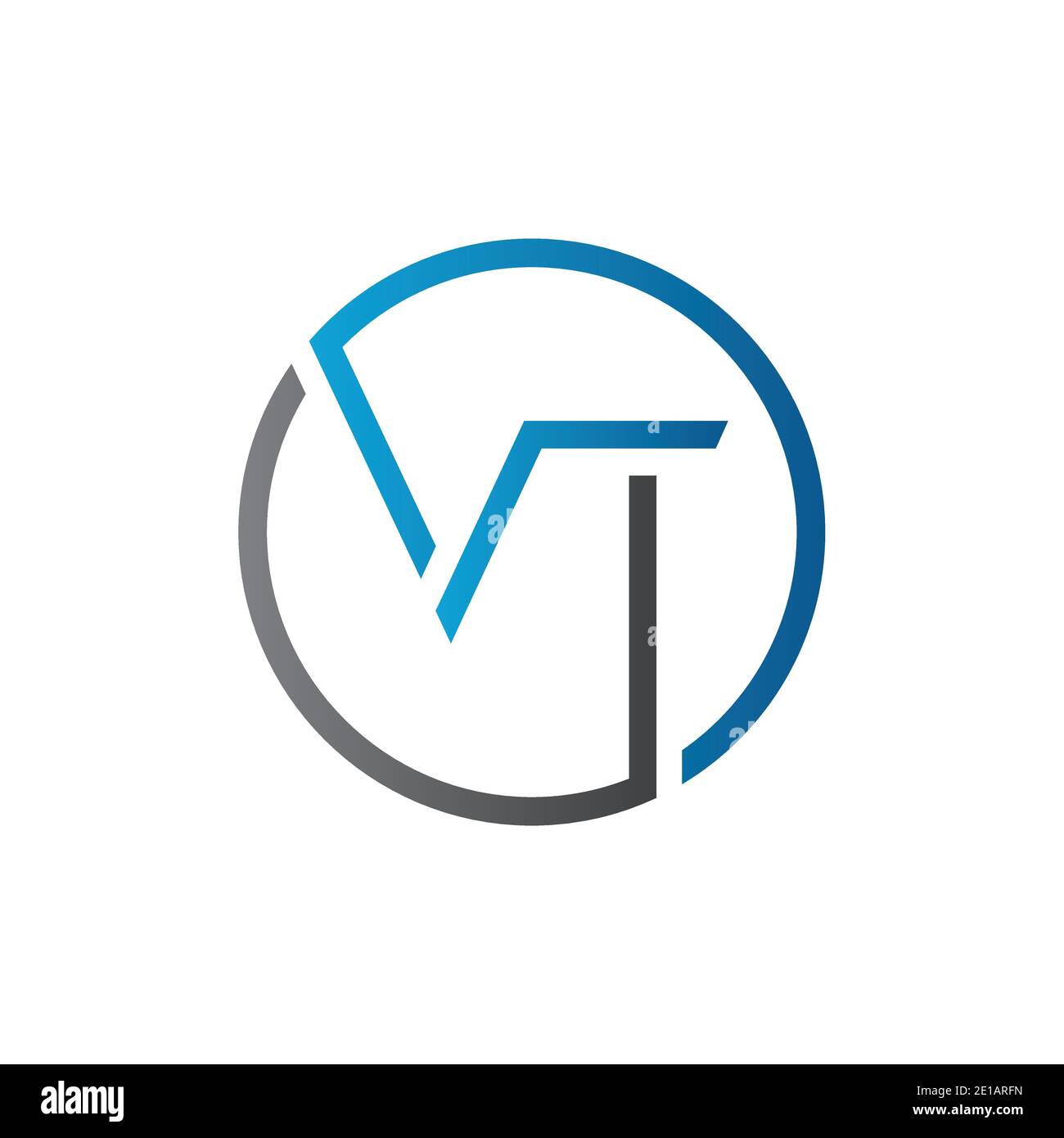 Initial Circle VT Letter Logo Creative Typography Vektor-Vorlage. Kreativer Buchstabe VT Logo Vektor. Stock Vektor
