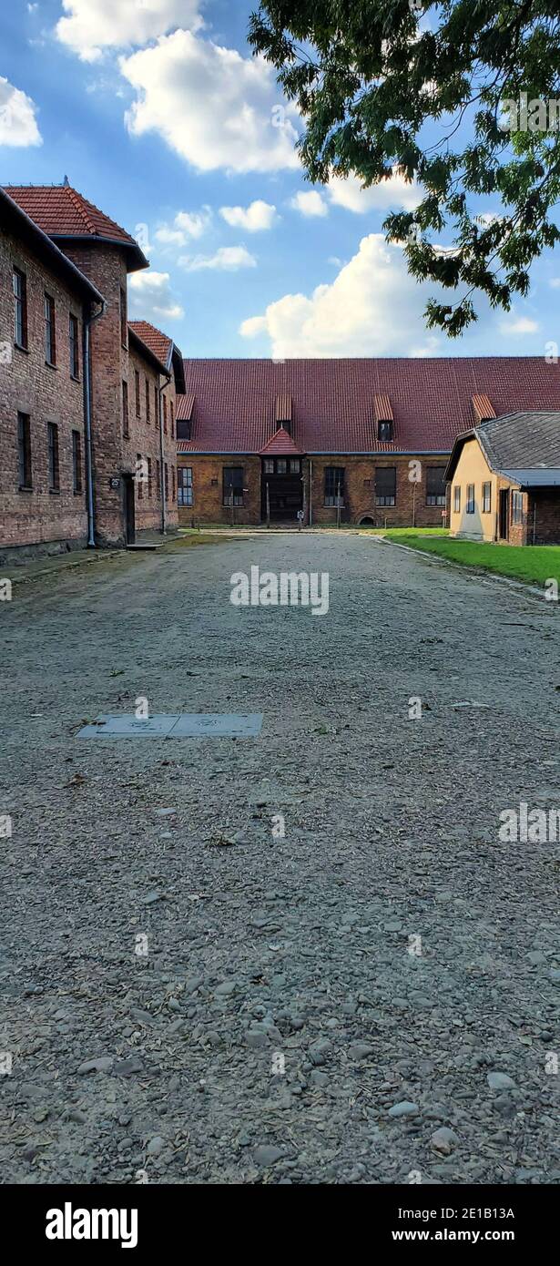 Backsteinkaserne im Konzentrationslager Auschwitz I., Oswiecim, Polska Stockfoto