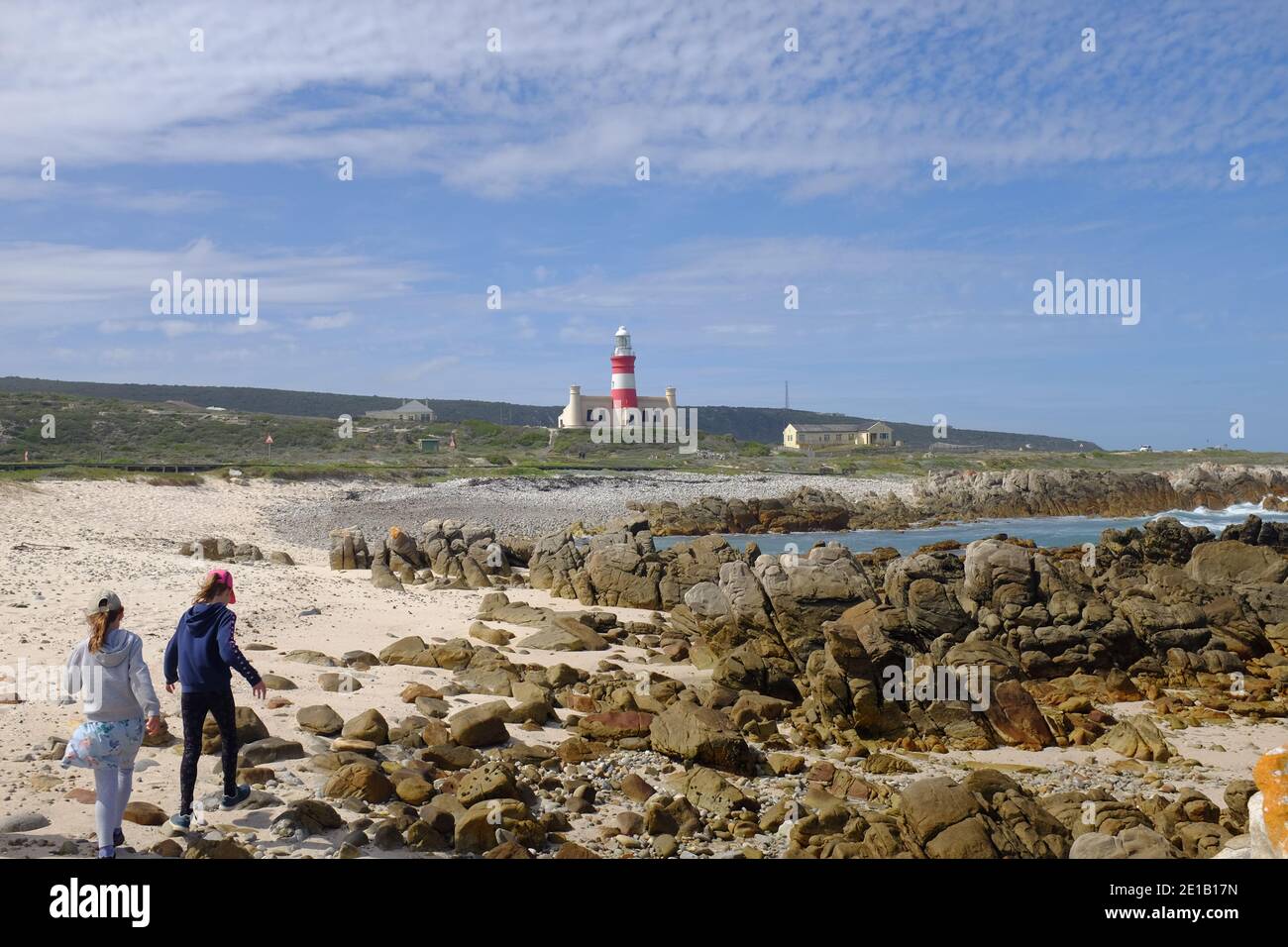 Südafrika, Kap Agulhas, Kapstadt, wo 2 Ozeane aufeinander treffen - Indischer und Atlantischer Ozean Stockfoto