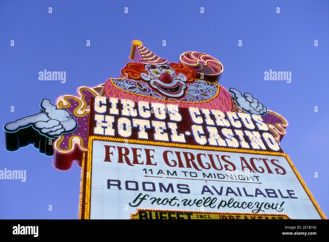 Schild vor dem Circus Circus Hotel and Casino auf dem Strip in Las Vegas, Nevada Stockfoto