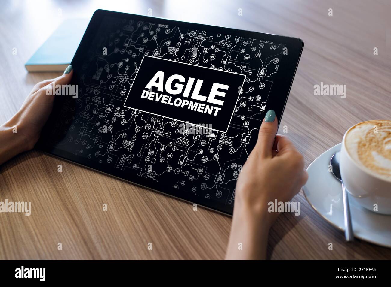 Agile Entwicklung Konzept auf dem Bildschirm des Geräts Stockfoto