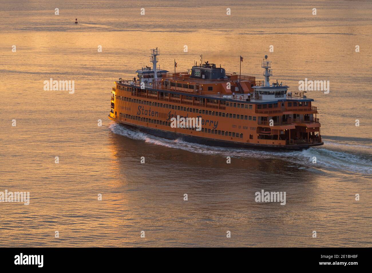 USA, New York: Luftaufnahme der Staten Island Ferry Stockfoto