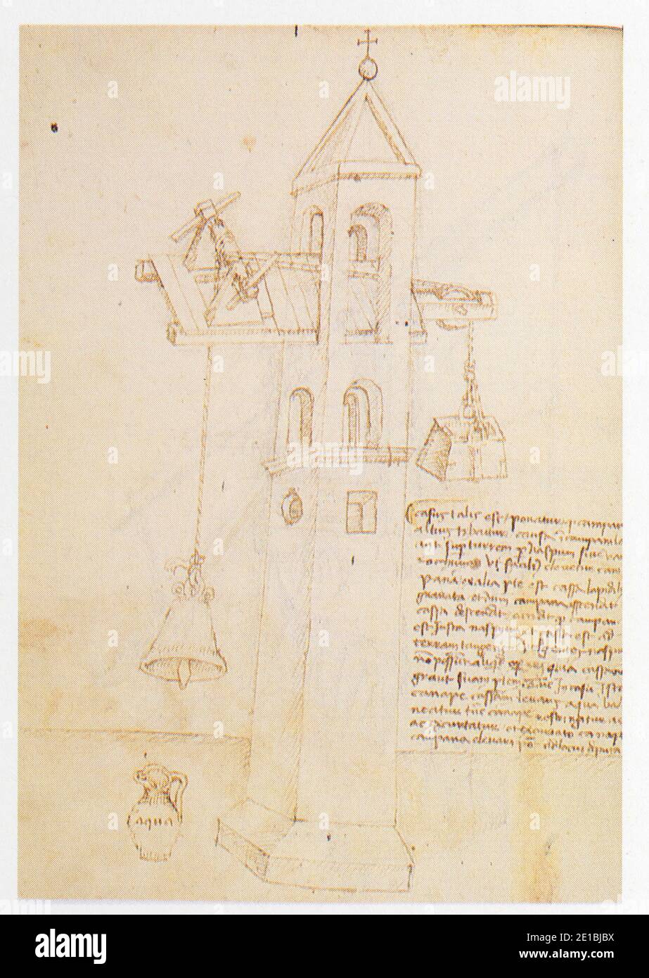 Mariano di Jacopo dit Taccola. 1382-1453. Dispositif à contrepoids pour installer une cloche Stockfoto