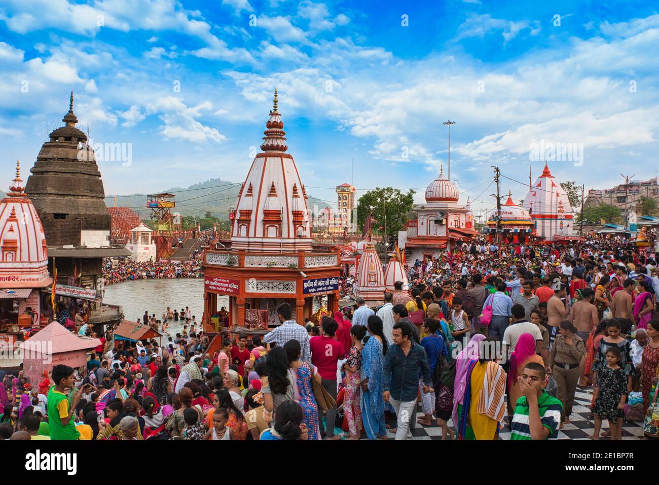 Har-ki-Pauri ist eine berühmte Ghat an den Ufern des Ganges in Haridwar, Indien Stockfoto