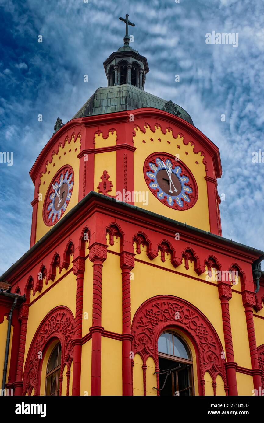 Detail des Gymnasiums Karlovci in Sremski Karlovci, Serbien. Es ist die älteste weiterführende Schule in Serbien. Stockfoto