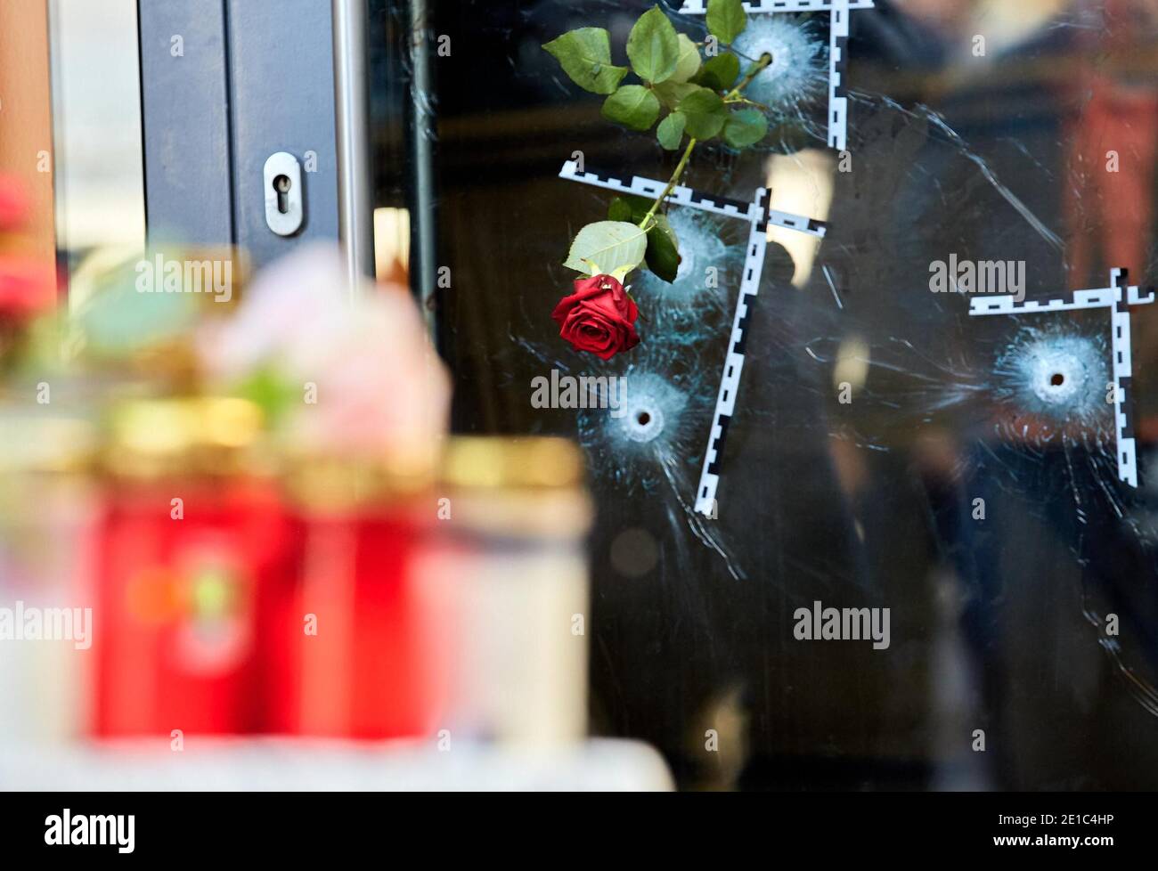 Peking, Österreich. November 2020. Menschen trauern um die Opfer eines Terroranschlags in Wien, Österreich, 5. November 2020. Quelle: Georges Schneider/Xinhua/Alamy Live News Stockfoto