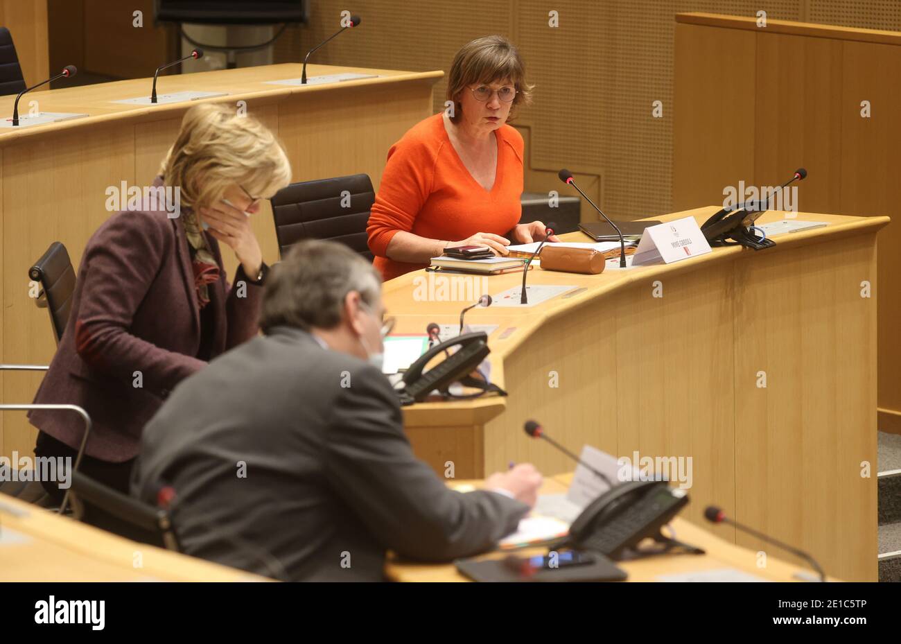 CDH's Alda Greoli im Bild während einer Plenarsitzung des Federation Wallonia Brussels (Federation Wallonie Bruxelles - Federatie Wallonie Brussel) p Stockfoto