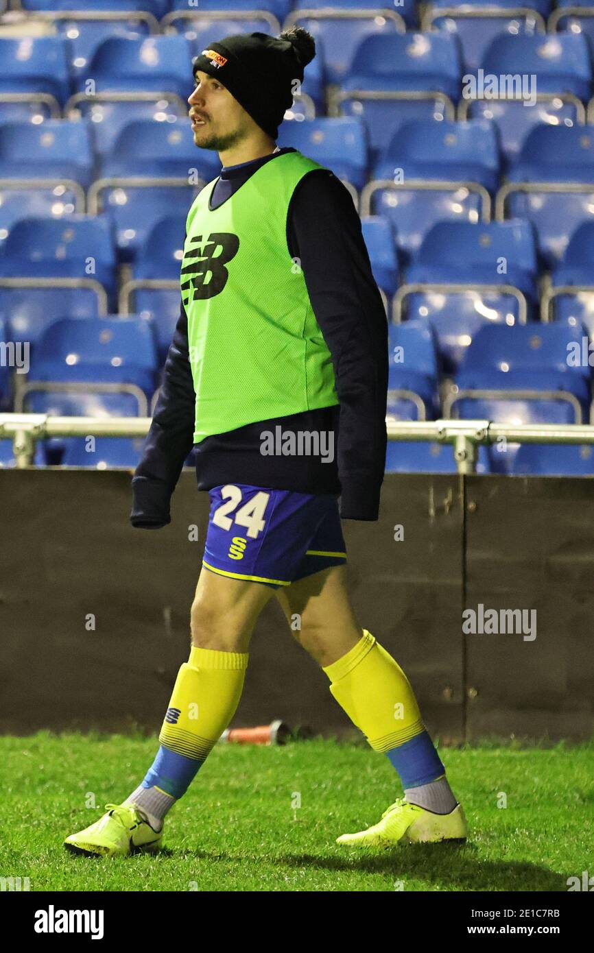 SOLIHULL, ENGLAND. 5. JANUAR Mitch Hancox von Solihull Moors FC während des Vanaram National League-Spiels zwischen Solihull Moors und Chesterfield im Damson Park, Solihull am Dienstag, 5. Januar 2021 (Credit: James Holyoak) Credit: MI News & Sport /Alamy Live News Stockfoto