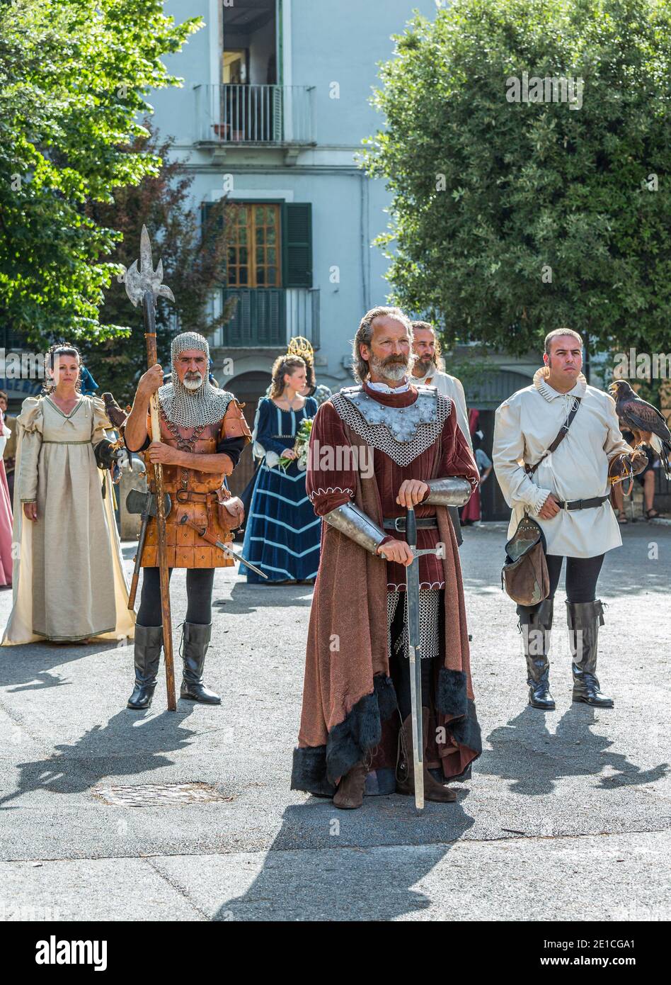 Parade der historischen Kostüme während der Giostra Cavalleresca, Jausting Ritter, in Sulmona Stockfoto