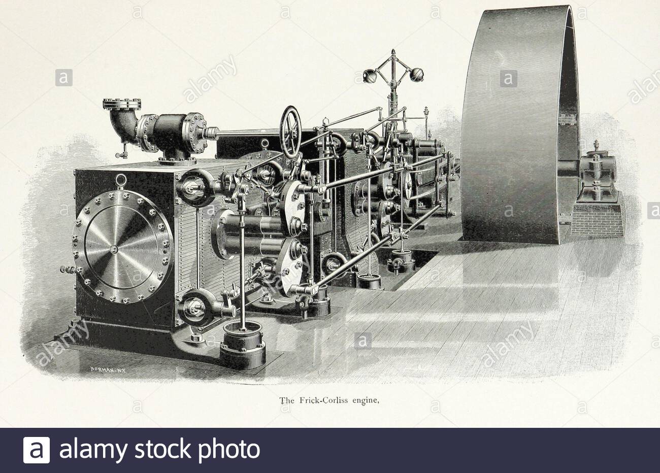 Frick Corliss Dampfmaschine, Vintage Illustration von 1894 Stockfoto