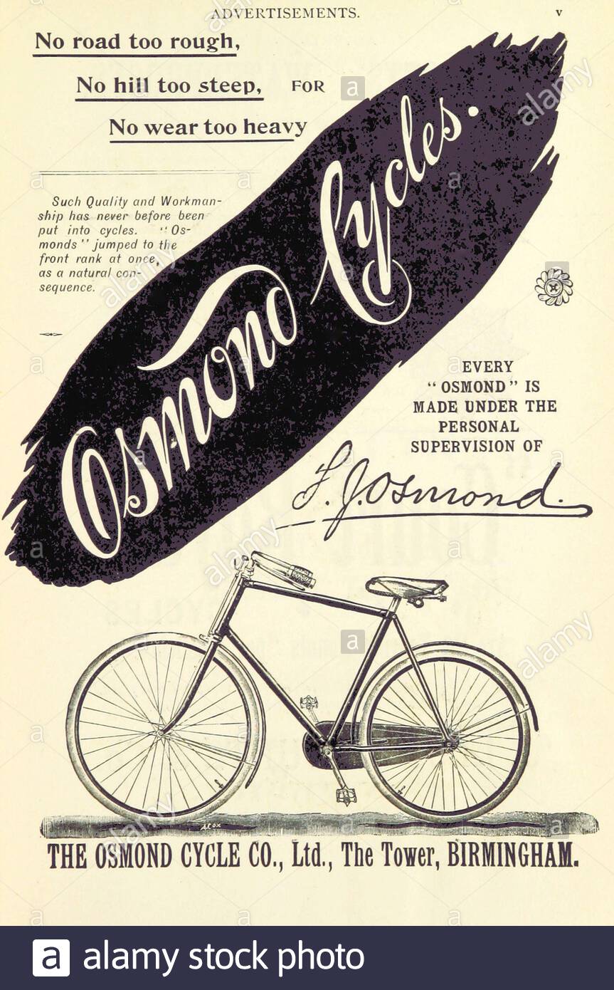Victorian Era, Osmond Cycles, Vintage-Werbung von 1895 Stockfoto