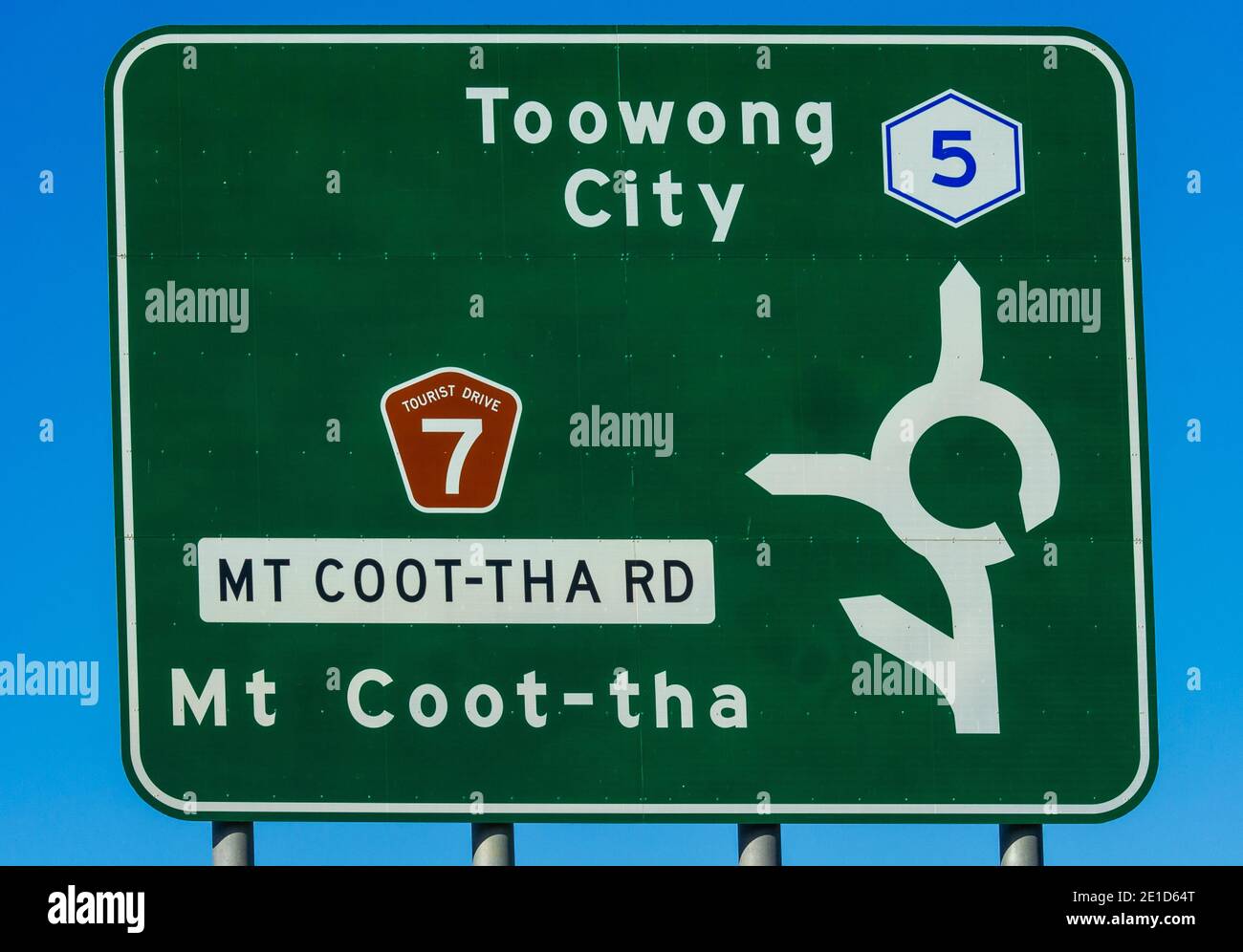Brisbane City Straßenschild - Mt Cootha Stockfoto